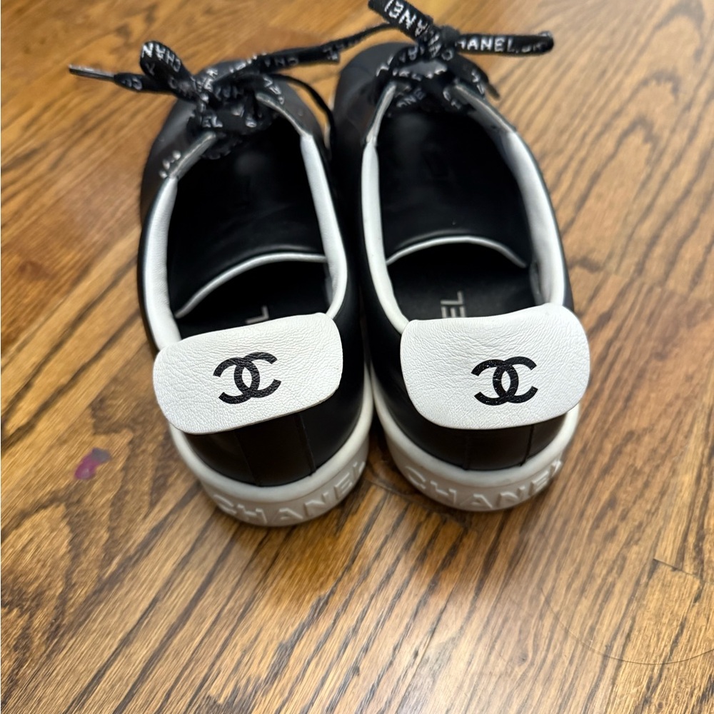 Chanel womens Black and White Sneakers
